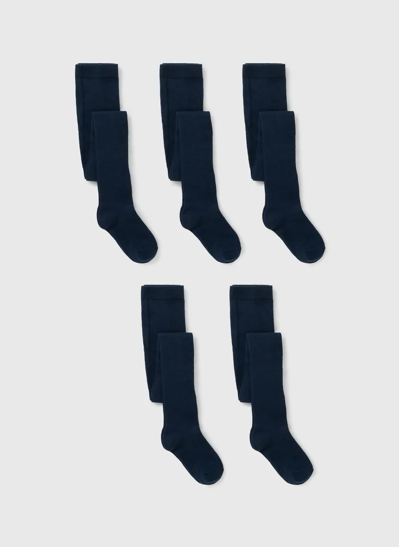 Matalan 5 Pack Girls Navy Soft Tights